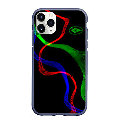 Чехол iPhone 11 Pro матовый Неоновый хаос 3DNeon chaos 3D, цвет: 3D-серый