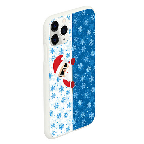 Чехол iPhone 11 Pro матовый С Новым Годом дед мороз / 3D-Белый – фото 2