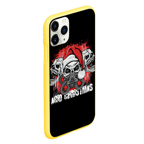 Чехол iPhone 11 Pro матовый Mary Christmas черепа / 3D-Желтый – фото 2