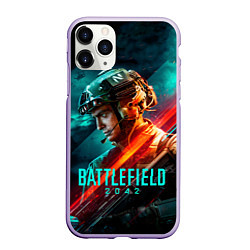Чехол iPhone 11 Pro матовый Battlefield 2042 game art, цвет: 3D-светло-сиреневый