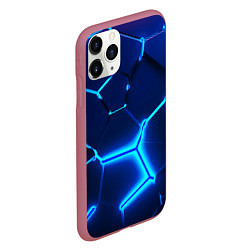 Чехол iPhone 11 Pro матовый 3D ПЛИТЫ NEON STEEL НЕОНОВЫЕ ПЛИТЫ, цвет: 3D-малиновый — фото 2