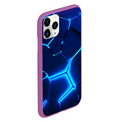 Чехол iPhone 11 Pro матовый 3D ПЛИТЫ NEON STEEL НЕОНОВЫЕ ПЛИТЫ, цвет: 3D-фиолетовый — фото 2