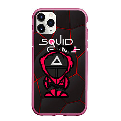 Чехол iPhone 11 Pro матовый Squid game BLACK, цвет: 3D-малиновый