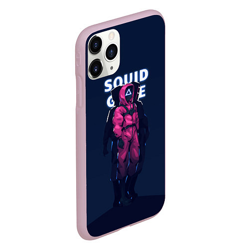 Чехол iPhone 11 Pro матовый ТРЕУГОЛЬНИК НА СТРАЖЕ SQUID GAME / 3D-Розовый – фото 2