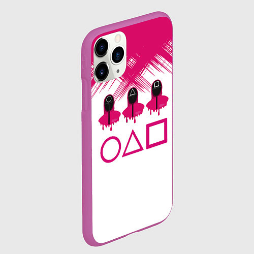 Чехол iPhone 11 Pro матовый Игра в кальмара геометрические фигуры, / 3D-Фиолетовый – фото 2