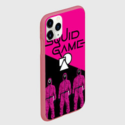 Чехол iPhone 11 Pro матовый Игра в Кальмара-Стражи, цвет: 3D-малиновый — фото 2