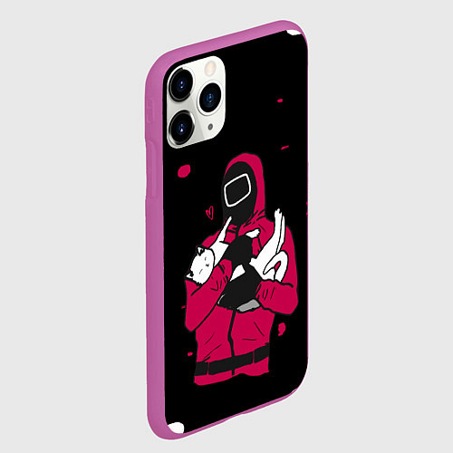 Чехол iPhone 11 Pro матовый Игра в кальмара x Кот, / 3D-Фиолетовый – фото 2