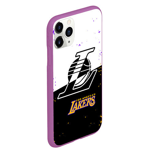 Чехол iPhone 11 Pro матовый Коби Брайант Los Angeles Lakers, / 3D-Фиолетовый – фото 2