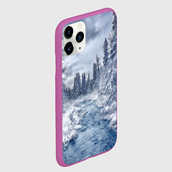 Чехол iPhone 11 Pro матовый СНЕЖНЫЙ ПЕЙЗАЖ, цвет: 3D-фиолетовый — фото 2