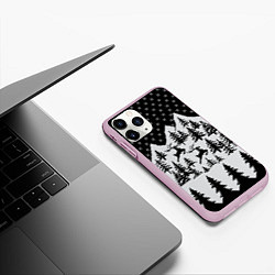 Чехол iPhone 11 Pro матовый Северные Олени в Горах, цвет: 3D-розовый — фото 2