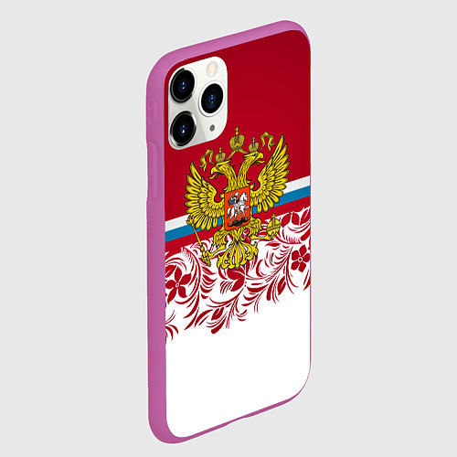 Чехол iPhone 11 Pro матовый Российский герб / 3D-Фиолетовый – фото 2
