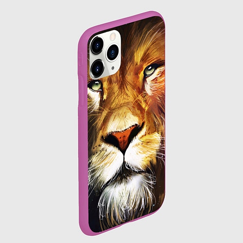 Чехол iPhone 11 Pro матовый Лев царь зверей / 3D-Фиолетовый – фото 2