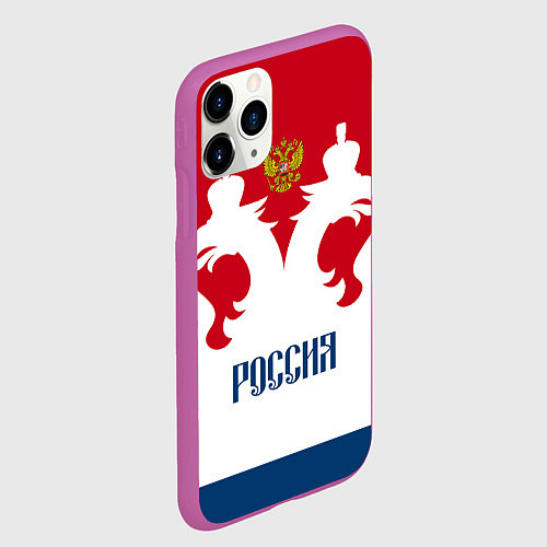 Чехол iPhone 11 Pro матовый Russia Team / 3D-Фиолетовый – фото 2