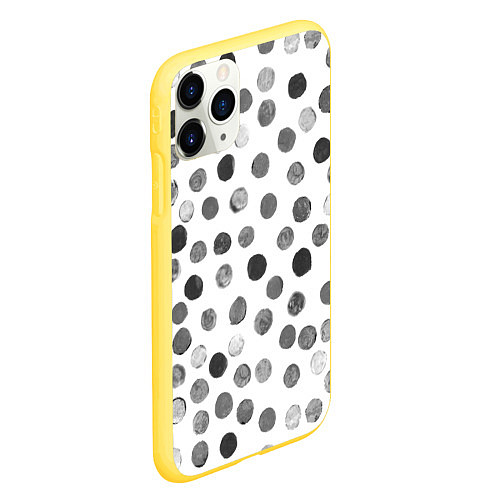 Чехол iPhone 11 Pro матовый Кружочки на белом фоне / 3D-Желтый – фото 2