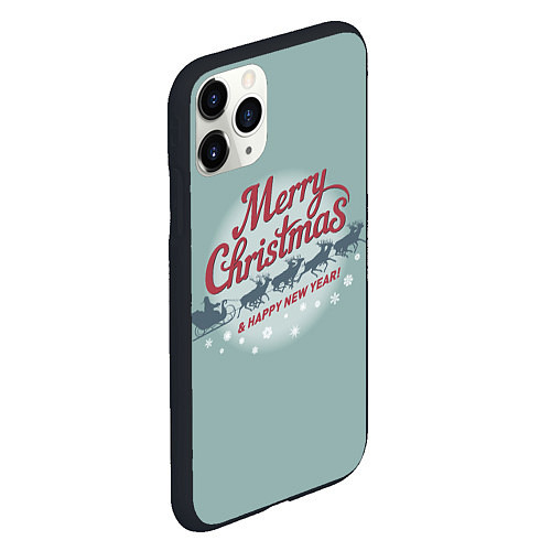 Чехол iPhone 11 Pro матовый Merry Christmas хо-хо-хо / 3D-Черный – фото 2