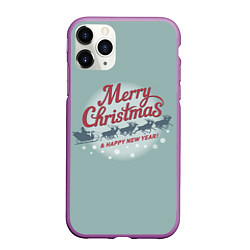 Чехол iPhone 11 Pro матовый Merry Christmas хо-хо-хо, цвет: 3D-фиолетовый