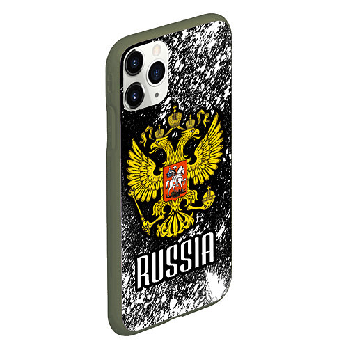 Чехол iPhone 11 Pro матовый Russia / 3D-Темно-зеленый – фото 2