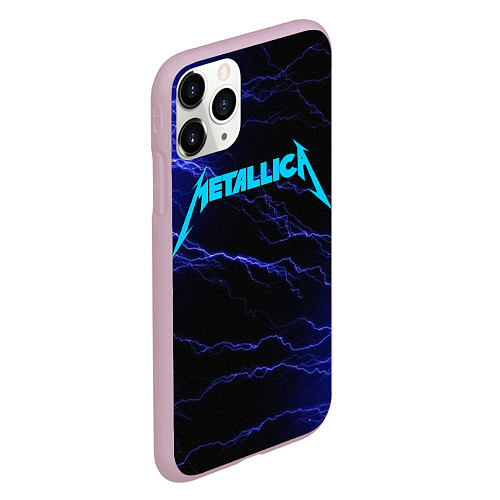 Чехол iPhone 11 Pro матовый METALLICA BLUE FLASH МЕТАЛЛИКА СИНИЕ МОЛНИИ / 3D-Розовый – фото 2