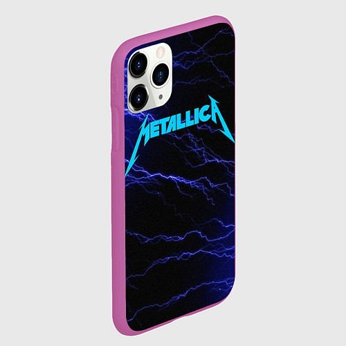 Чехол iPhone 11 Pro матовый METALLICA BLUE FLASH МЕТАЛЛИКА СИНИЕ МОЛНИИ / 3D-Фиолетовый – фото 2