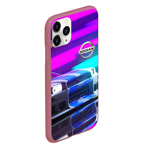Чехол iPhone 11 Pro матовый NISSAN GT-R SKYLINE / 3D-Малиновый – фото 2
