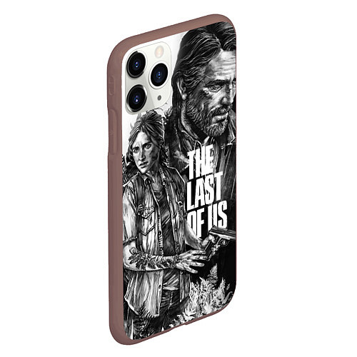 Чехол iPhone 11 Pro матовый THE LAST OF US ЧЁРНО БЕЛЫЙ / 3D-Коричневый – фото 2