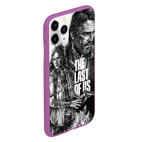 Чехол iPhone 11 Pro матовый THE LAST OF US ЧЁРНО БЕЛЫЙ / 3D-Фиолетовый – фото 2