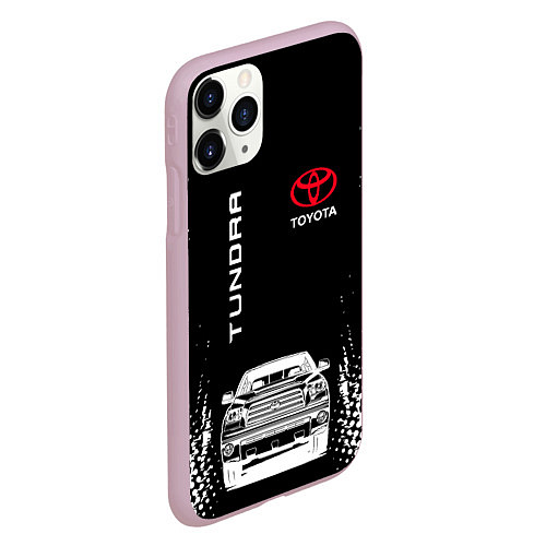 Чехол iPhone 11 Pro матовый Toyota Tundra Следы шин / 3D-Розовый – фото 2