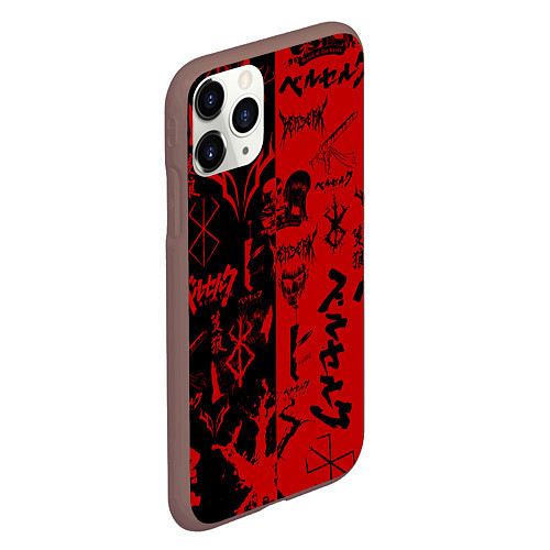 Чехол iPhone 11 Pro матовый BERSERK BLACK RED БЕРСЕРК ПАТТЕРН / 3D-Коричневый – фото 2
