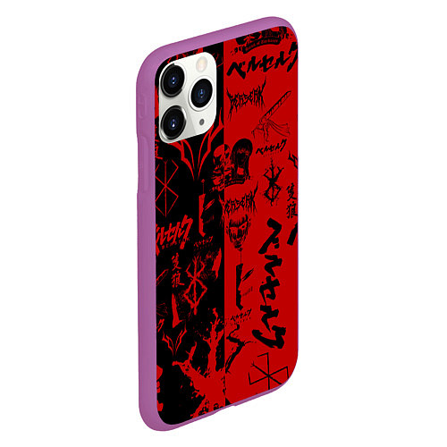 Чехол iPhone 11 Pro матовый BERSERK BLACK RED БЕРСЕРК ПАТТЕРН / 3D-Фиолетовый – фото 2