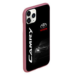 Чехол iPhone 11 Pro матовый Черная Тойота Камри, цвет: 3D-малиновый — фото 2