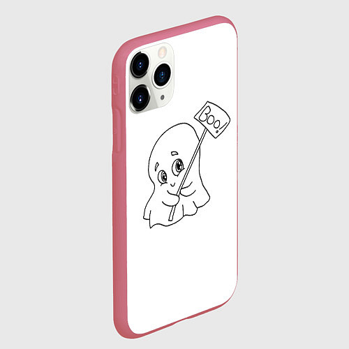 Чехол iPhone 11 Pro матовый Стеснительное приведение / 3D-Малиновый – фото 2