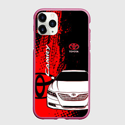 Чехол iPhone 11 Pro матовый Camry Toyota glitch, цвет: 3D-малиновый