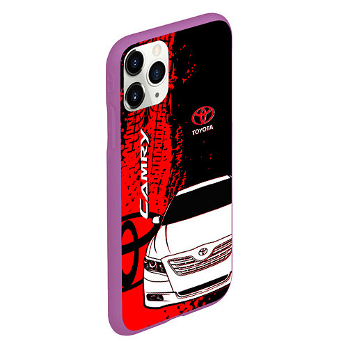 Чехол iPhone 11 Pro матовый Camry Toyota glitch / 3D-Фиолетовый – фото 2