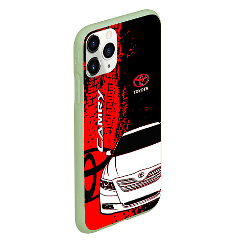 Чехол iPhone 11 Pro матовый Camry Toyota glitch / 3D-Салатовый – фото 2