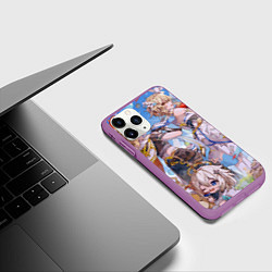 Чехол iPhone 11 Pro матовый Genshin impact день рождение, цвет: 3D-фиолетовый — фото 2