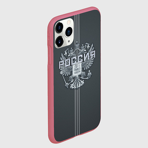 Чехол iPhone 11 Pro матовый Герб Российской Федерации / 3D-Малиновый – фото 2