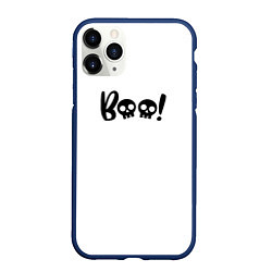 Чехол iPhone 11 Pro матовый Boo-череп, цвет: 3D-тёмно-синий