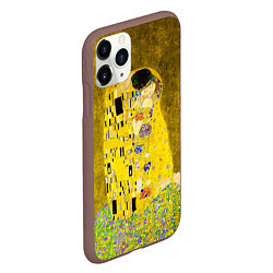 Чехол iPhone 11 Pro матовый Влюблённые поцелуй художник Климт, цвет: 3D-коричневый — фото 2