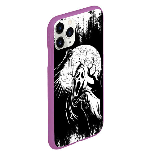 Чехол iPhone 11 Pro матовый Крик Хэллоуин Хоррор Scream Halloween / 3D-Фиолетовый – фото 2