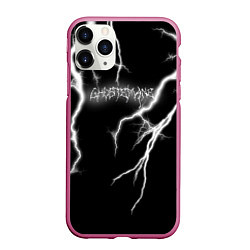 Чехол iPhone 11 Pro матовый GHOSTEMANE Lightning Гостмейн Молния Надпись, цвет: 3D-малиновый