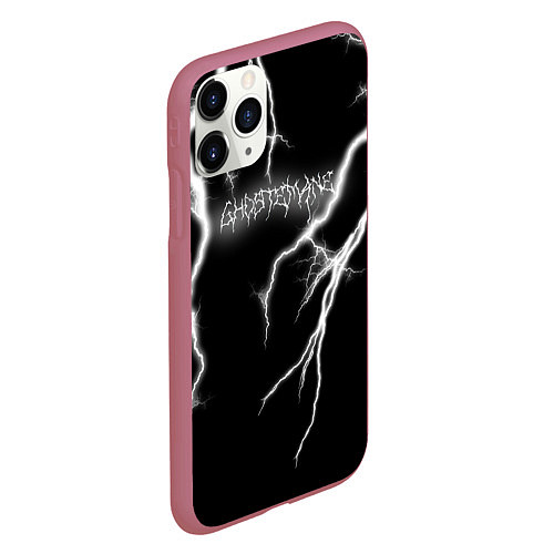 Чехол iPhone 11 Pro матовый GHOSTEMANE Lightning Гостмейн Молния Надпись / 3D-Малиновый – фото 2