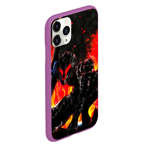 Чехол iPhone 11 Pro матовый БЕРСЕРК ОГНЕННЫЙ BERSERK / 3D-Фиолетовый – фото 2