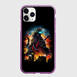Чехол iPhone 11 Pro матовый РОКЗИЛЛА, цвет: 3D-фиолетовый
