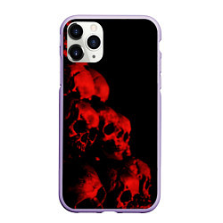 Чехол iPhone 11 Pro матовый Черепа свалка, цвет: 3D-светло-сиреневый