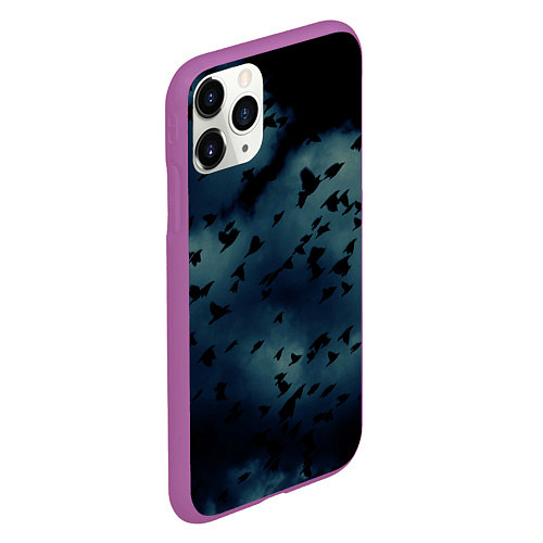 Чехол iPhone 11 Pro матовый Flock of birds / 3D-Фиолетовый – фото 2