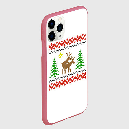 Чехол iPhone 11 Pro матовый Олени sexy / 3D-Малиновый – фото 2