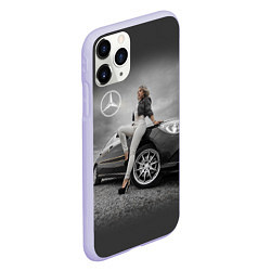 Чехол iPhone 11 Pro матовый Девушка за рулем Мерседеса, цвет: 3D-светло-сиреневый — фото 2
