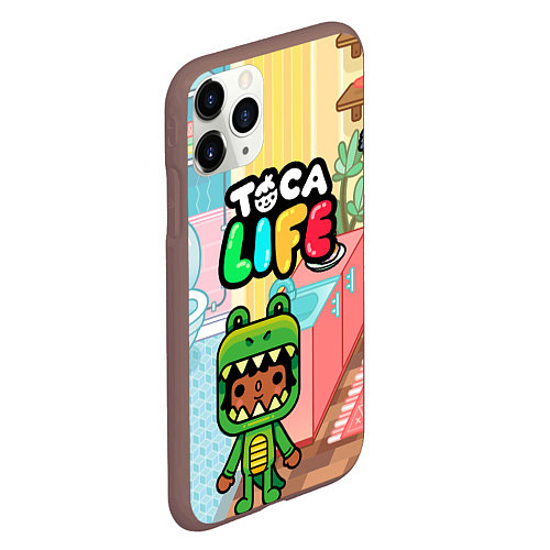 Чехол iPhone 11 Pro матовый Toca Life: Crocodile / 3D-Коричневый – фото 2