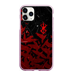 Чехол iPhone 11 Pro матовый БЕРСЕРК КЛЕЙМО ЛОГО СТАЯ ВОРОН, RED CROW, цвет: 3D-розовый