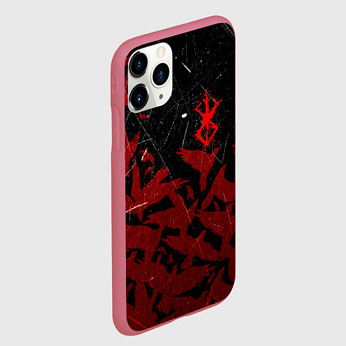 Чехол iPhone 11 Pro матовый БЕРСЕРК КЛЕЙМО ЛОГО СТАЯ ВОРОН, RED CROW / 3D-Малиновый – фото 2